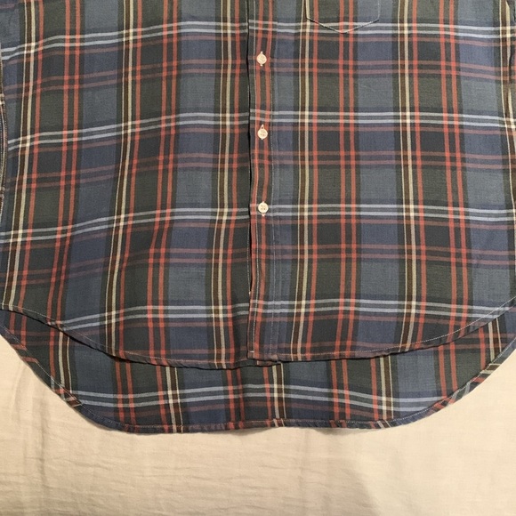 Frank & Eileen Women’s Barry Blue & Orange Plaid Blouse Size Medium Made in USA - Picture 4 of 15